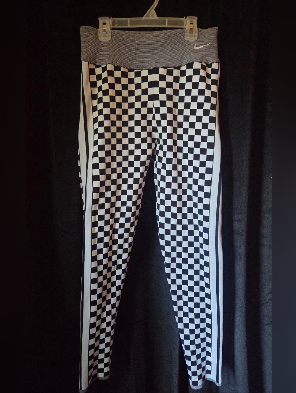 Nike Black And White Checkered Knit Legging